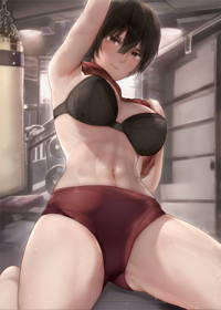 Mikasa after workout  トレーニング後のミカサ